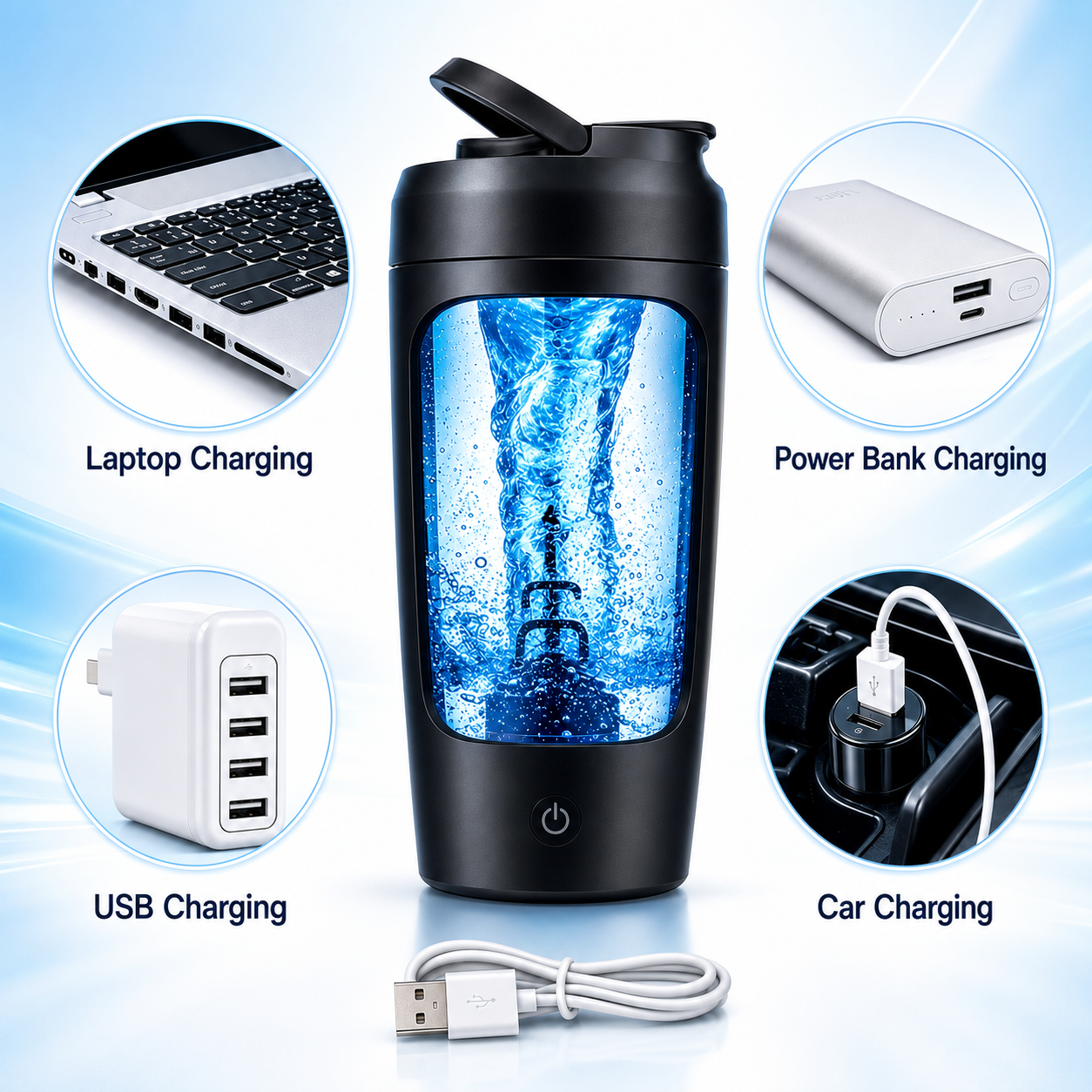 Performance Pro Electric Shaker For Gym (Made With Tritan), 7000 RPM, IPX7 Waterproof, Portable Mixer Cup With STORAGE BOX, Mixer Electric Protein Shaker Bottle (BLACK) ,650 Ml