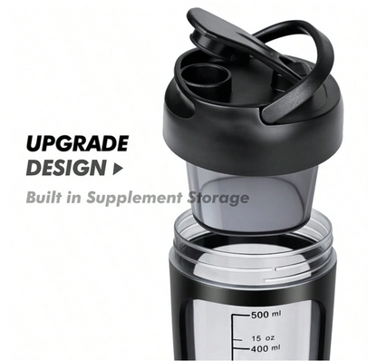 Performance Pro Electric Shaker For Gym (Made With Tritan), 7000 RPM, IPX7 Waterproof, Portable Mixer Cup With STORAGE BOX, Mixer Electric Protein Shaker Bottle (BLACK) ,650 Ml